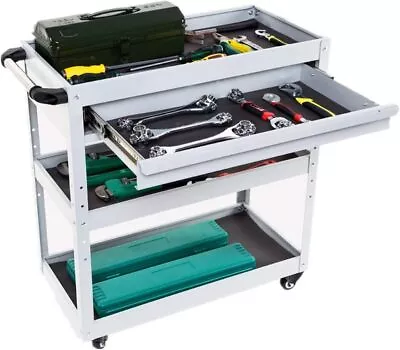 Tool Cart With Drawer 3-Tier Heavy Duty Rolling Tool Cart W/Lockable Wheels • $114.99