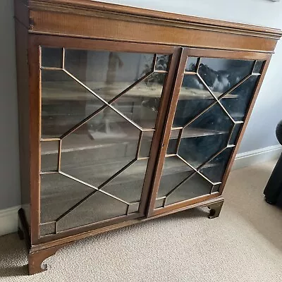 £20 • Buy Late Victorian Mahogany Veneer Glazed Bookcase Display Cabinet