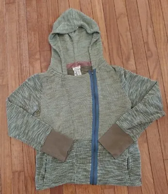 Matilda Jane Womens Hooded Sweater Green Angled Zip Up Size M • $14.20