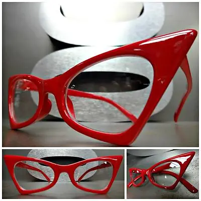 CLASSIC VINTAGE 50s RETRO CAT EYE Style Clear Lens EYE GLASSES Red Fashion Frame • $19.99