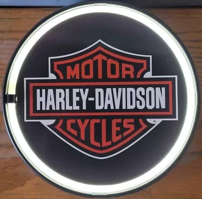 Harley Davidson 12  Round Sign Illuminated Led Man Cave Sign. • $40