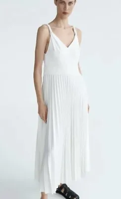 Zara Pleated Dress Straps Maxi Long White Bridesmaid Party Midi 4886/060 Xs New • £25