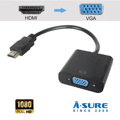 $5.88 • Buy NEW 1080P HDMI To VGA Video Audio Cable Adapter Converter For PC Laptop Monitor