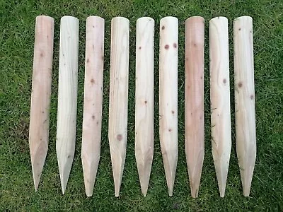 SET OF 9 - 18  Treated Fence Log Roll Wooden Stakes Pegs Edgers - FREE P &P • £20.80