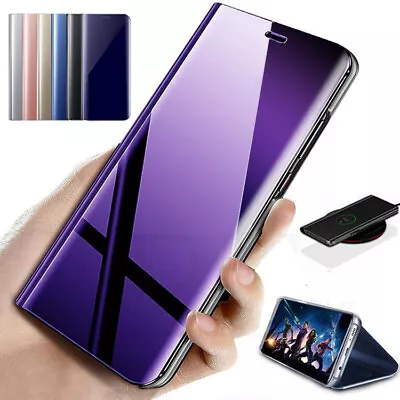 For Samsung S24 Ultra Case S23 Plus S22 S21 S20 Mirror Luxy Holder Flip  Cover • $11.99