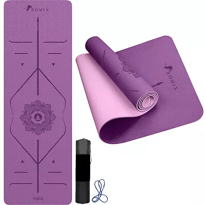 Yoga Mat With Alignment Lines Professional Non Slip Pilates Exercise Mat • £19.99