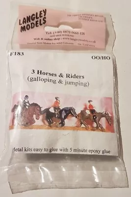 LANGLEY MODELS F183  3 Horses And Riders UNPAINTED OO/HO. BNIB • £5