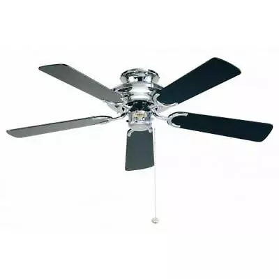 Fantasia Mayfair 42in Ceiling Fan Polished Chrome With Gloss Black Blades 110651 • £177.48