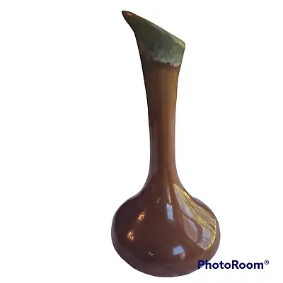 Van Briggle MCM Ceramic Bud Vase Colorado Springs Brown Green Drip Glaze • $14.50