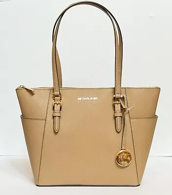 Michael Kors Charlotte Large Top Zip Shoulder Tote Bag Camel • $99.80