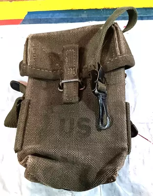 US Army M1956 Canvas Ammo Magazine Pouch Plus 5 Extra Alice Clips • $29.50