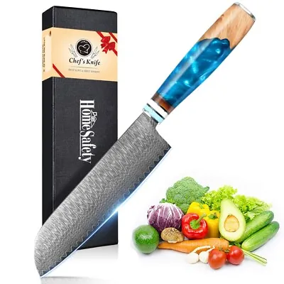 Damascus Chef Knife 7In Santoku Knife Japanese VG-10 Damascus Knife For Cooking • $49.83