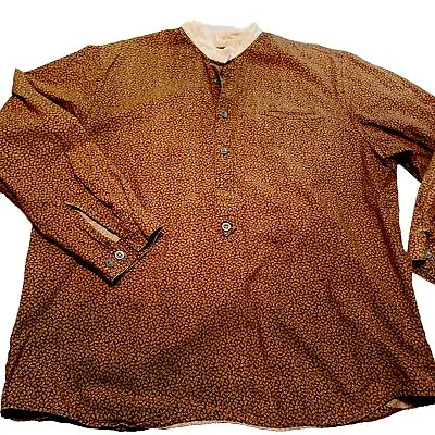 Frontier Classics Mens Banded Brown Large 100% Cotton Shirt Calico Pioneer • $27.78