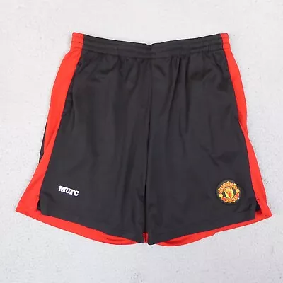 Manchester United Shorts Mens Medium Black Red Athletic Football Club Soccer • $20