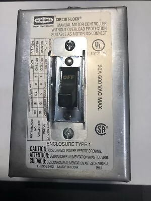 Hubbell Circuit-Lock Manual Motor Controller/Disconnect W/o Overload Protection • $10