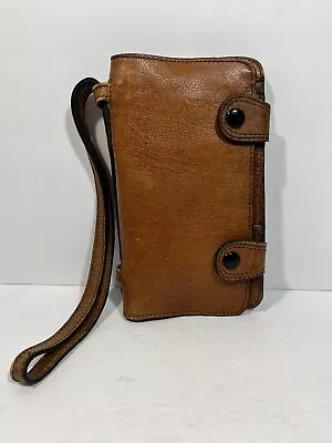 Vintage Leather Clutch Handbag Wallet Convertible Tan Leather BOHO • $21.99