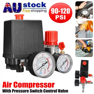 120PSI Air Compressor Pressure Switch Valve Control Manifold Regulator Gauges AU • $37.69