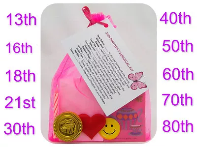 30th 40th 50th 60th BIRTHDAY PRESENT SURVIVAL KIT PERSONALISED FUN NOVELTY GIFT • £3.85