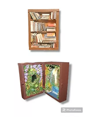 New Handmade Mini Wooden Bookshelf With Hidden Fantasy World 5.75  X 4.5  • $20