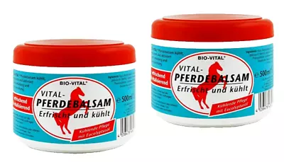 6.30 Eur/L) 2x ORGANIC VITAL Horse Balm Refreshed Cooled Camphor Oil 2x 500ml • £5.43