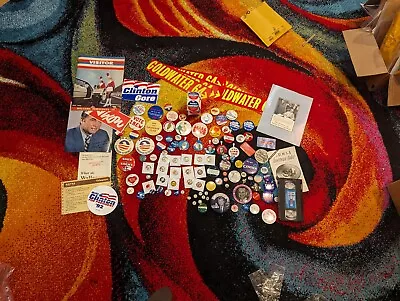 Political Campaign Pinbacks Lot Advertising Stickers 1940s JFK Labor Fdr Lbj Etc • $6.99