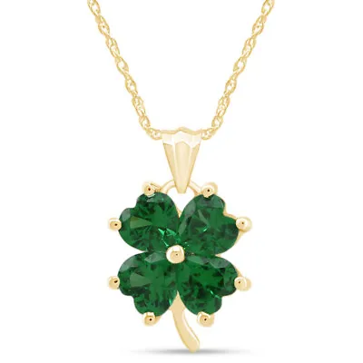 Four-Leaf Clover Pendant Necklace 18  14K Yellow Gold Plated Sterling Silver • $108.47