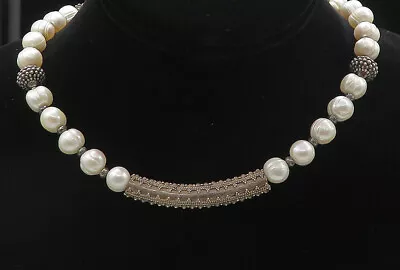 925 Sterling Silver - Vintage Baroque Pearls Beaded Chain Necklace - NE1472 • $229.94