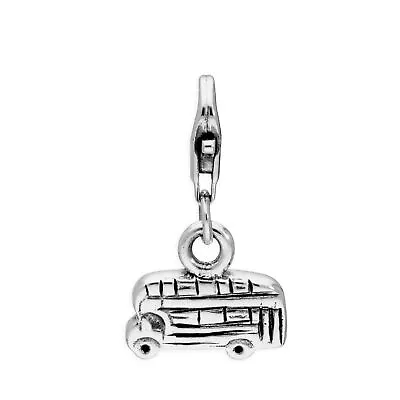 Sterling Silver London Double Decker Bus Clip On Charm • £13.65