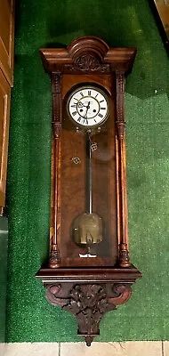 Antique 2 Weight Vienna Regulator Wall Clock -Huge- Ornate • $1695