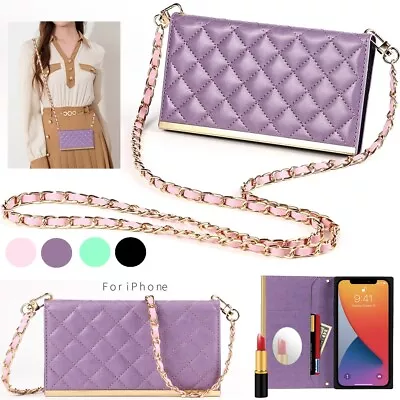 $20.49 • Buy For IPhone 14 Pro Max 13 12 11 XS XR Leather Wallet Mirror Chain Bag Case Cover