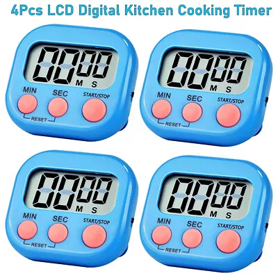 4x Digital Kitchen Timer Magnetic Cooking LCD Large Count Down Clear Loud Alarm • $12.98