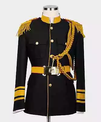Men's Black Wool Military Themed Custom Design Tunic Coat • $225