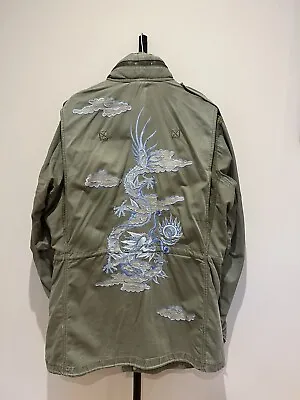 Olive Maharishi Heavily Embroidered Dragon M65 Jacket 🐉🔵 • £269