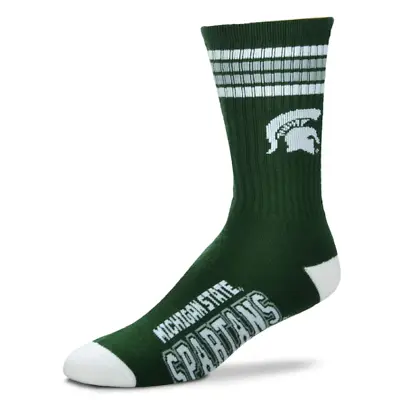 Michigan State Spartans Green & White 4 Stripe Crew Socks • $6.99