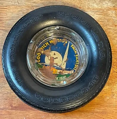 B.F. Goodrich The Advantage Radial Tire Ashtray W/ 1939 State Fair Glass Insert • $17.46