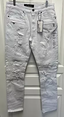 Rue 21 Destroyed Moto Skinny Jeans 32X34 In White Distressed Supreme Flex New • $19.99