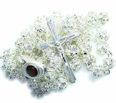 Multi Faceted Swarovski Crystals Rosary - 8mm Crystal Rosary With Silver Tone • £87.98