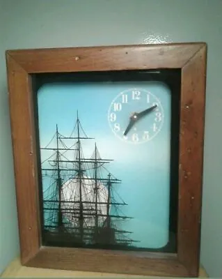 Vintage 1970s 3D Sailing Ship Maritime Silhouette Boat Shadow Box Clock  • $35