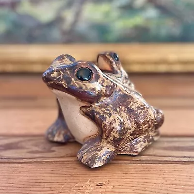 Large Vintage Stoneware Japan Frog Toad Mother & Baby Shigaraki 5.25x4.5x3.75   • $30