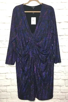 2X New Rebel Wilson Purple Blue Black Body Con Printed Knit Dress $198 • $24.99