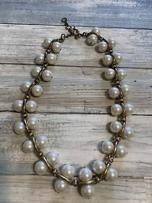 J.Crew J Crew Chunky Double Pearls Faux Gold Tone 18  Necklace • $34