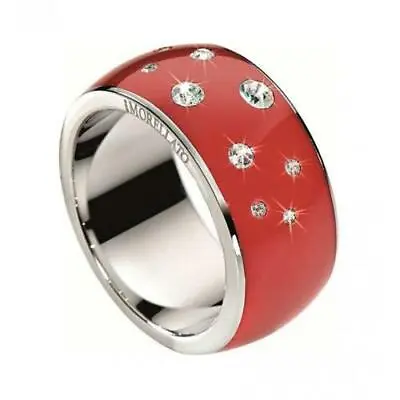 Morellato Women's Ring Size 14 Love Rings Enamel Red And Crystals Steel • $35.05