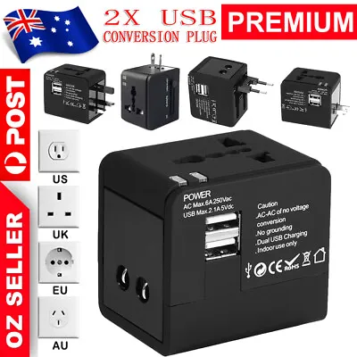 $18.29 • Buy Universal Travel Adapter International 2 USB Power Plug Charger Converter Socket