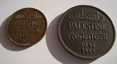 Palestine Mandate 1 & 2 Mils Copper Coins • £2.49