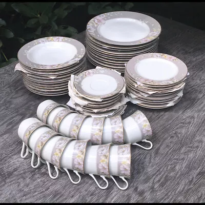 Service For 12 Mikasa Elegance Gray L5602 Dinnerware Set 60 Pcs • $345