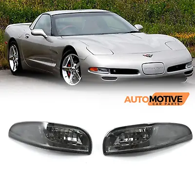 For 1997-2004 Corvette C5 Front Bumper Fog Lights Smoke Housing Black Left+Right • $89.94