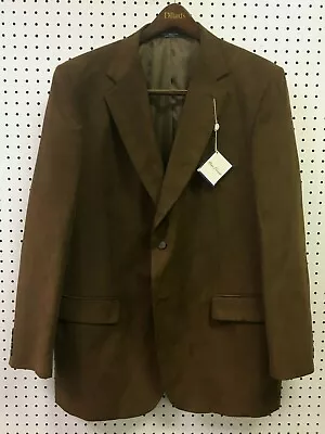 Alan Flusser Men's Sport Coat Jacket Faux Suede Polyester Brown 46 Long • $29.95