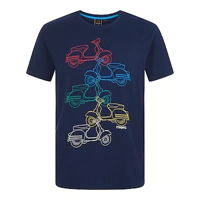 Mens Merc London Retro Mod Scooter T-Shirt - Rowan Navy • £26.99