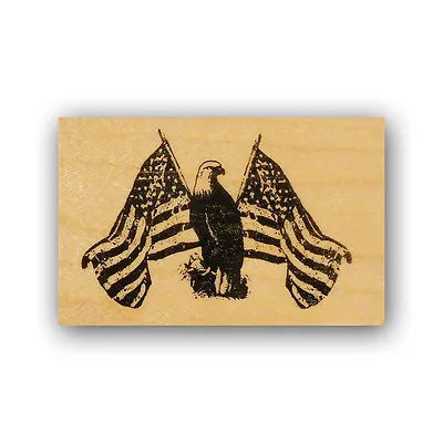 Patriotic Eagle & American Flag Mounted Rubber Stamp Military USA PROUD CMS 4 • $14.85