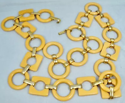 Vintage Yves Saint Laurent YSL Yellow Bakelite Link Belt Necklace Chain Mod • $195